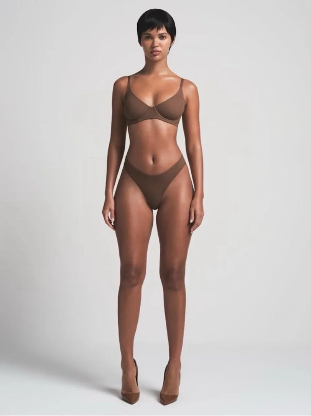 SKIMS Fits Everybody Unlined Demi Bra Cocoa Brown 34DDDD (34G) Underwire